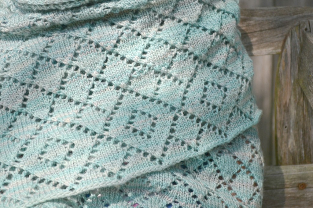 Scintillate Shawl pattern by Amanda Schwabe. Great wrap for cool weather. #knitting #aknitica #shawls