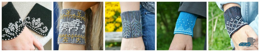 Beaded Wristers Collection www.aknitica.com by Amanda Schwabe #wristers #beads #stashbuster